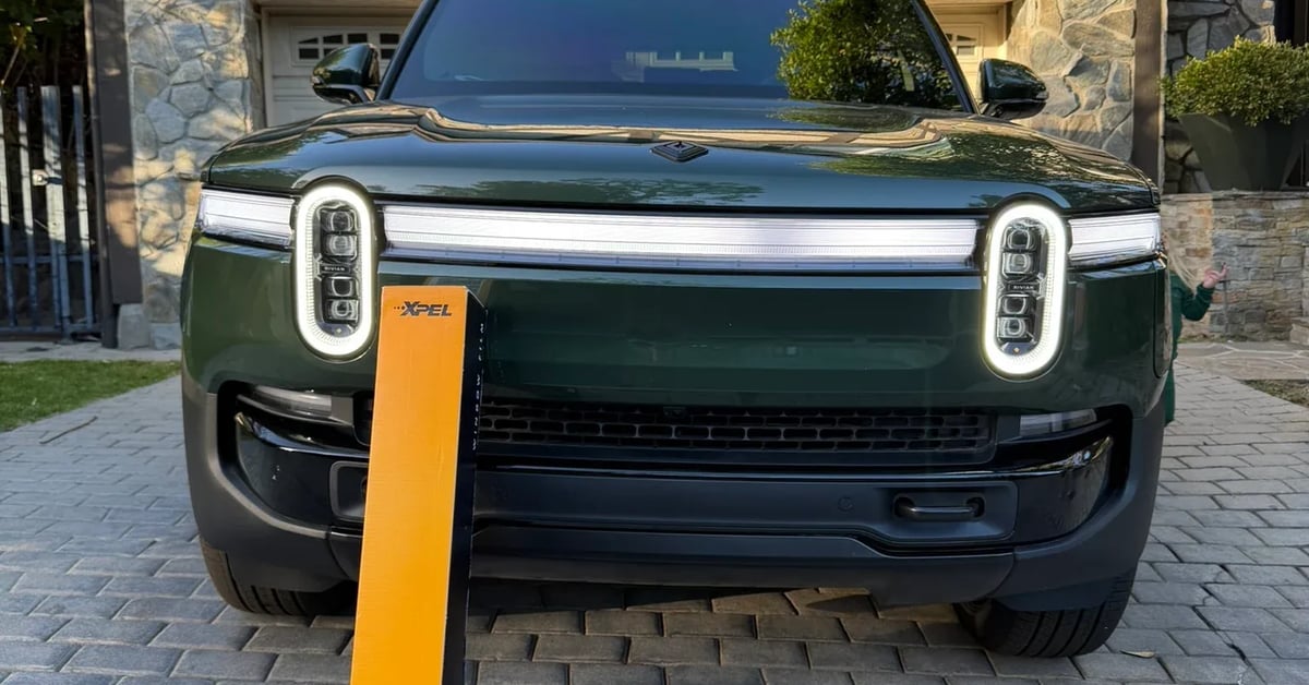 Green Rivian R1T after XPEL paint protection film installation