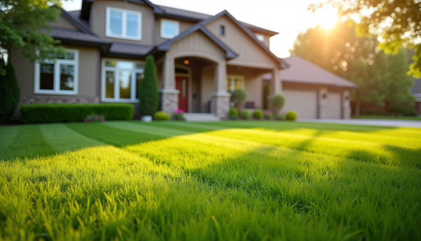 Freshly mowed residential lawn in Lincoln, NE