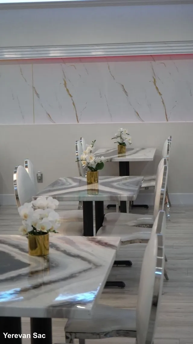 Yerevan Sac dining area with traditional Caucasian decor in Carmichael, CA