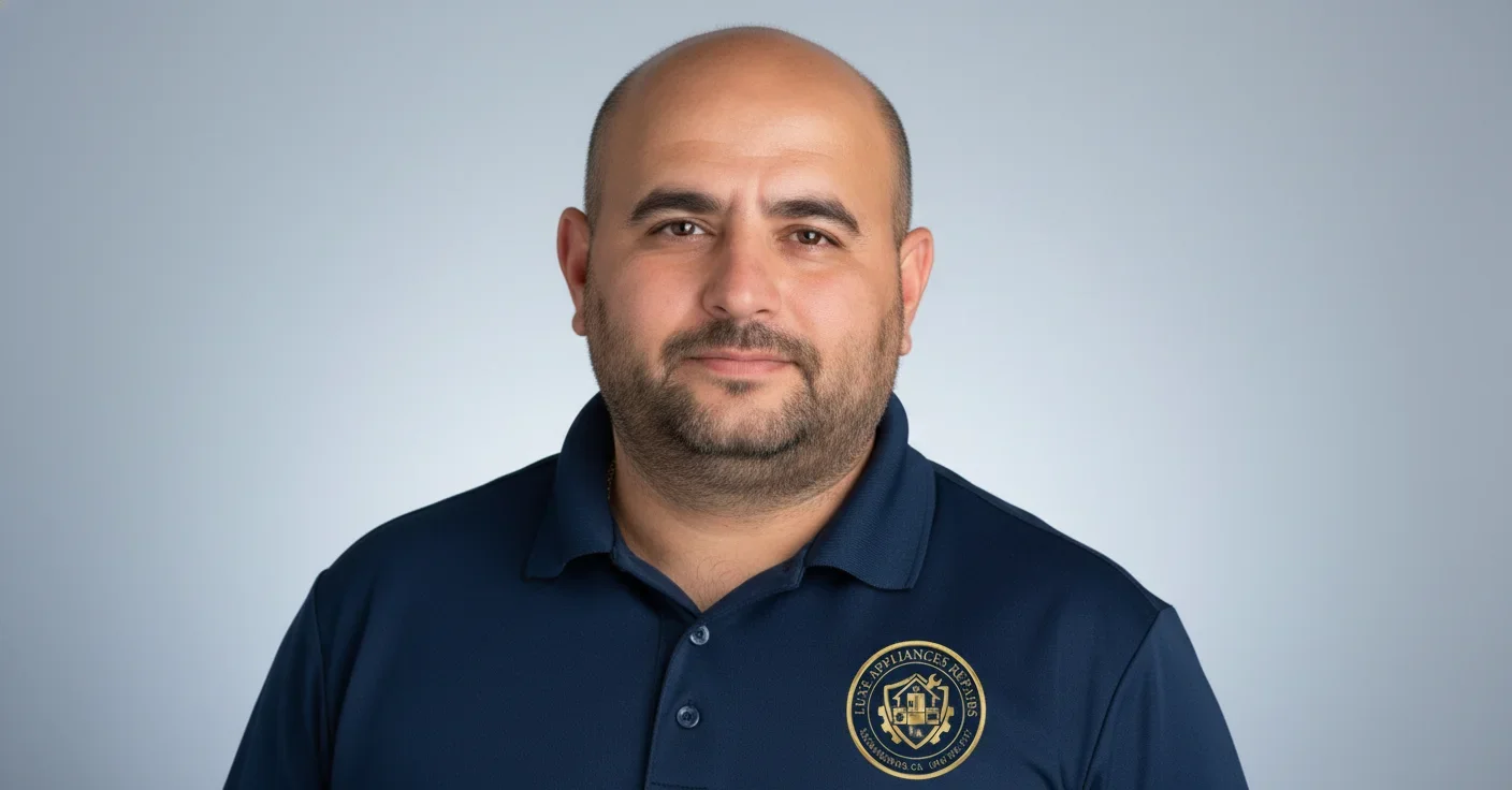 Khachatur Aslanyan, Founder and Master Technician of Luxe Appliances Repairs, standing confidently in a professional setting.
