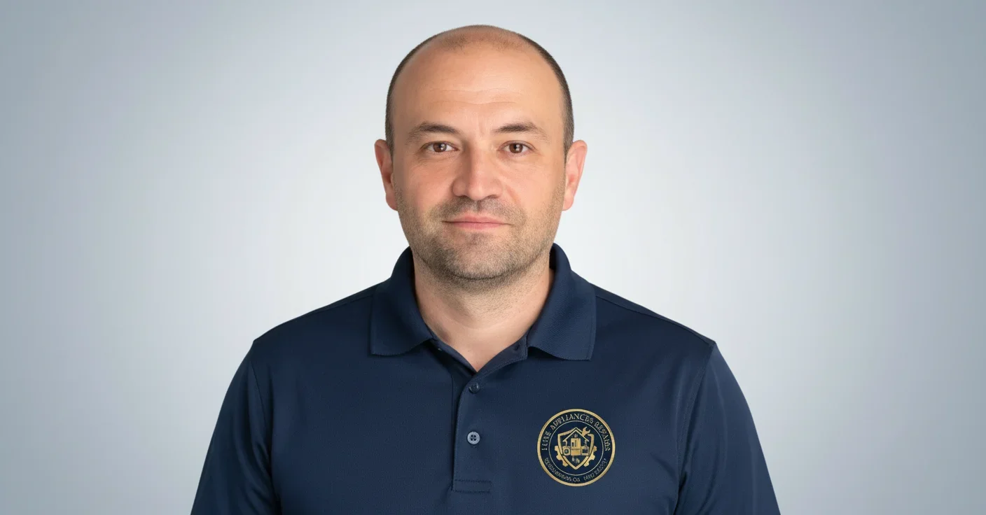 Denis, Seal System Repair Specialist, inspecting complex cooling components with focused attention.