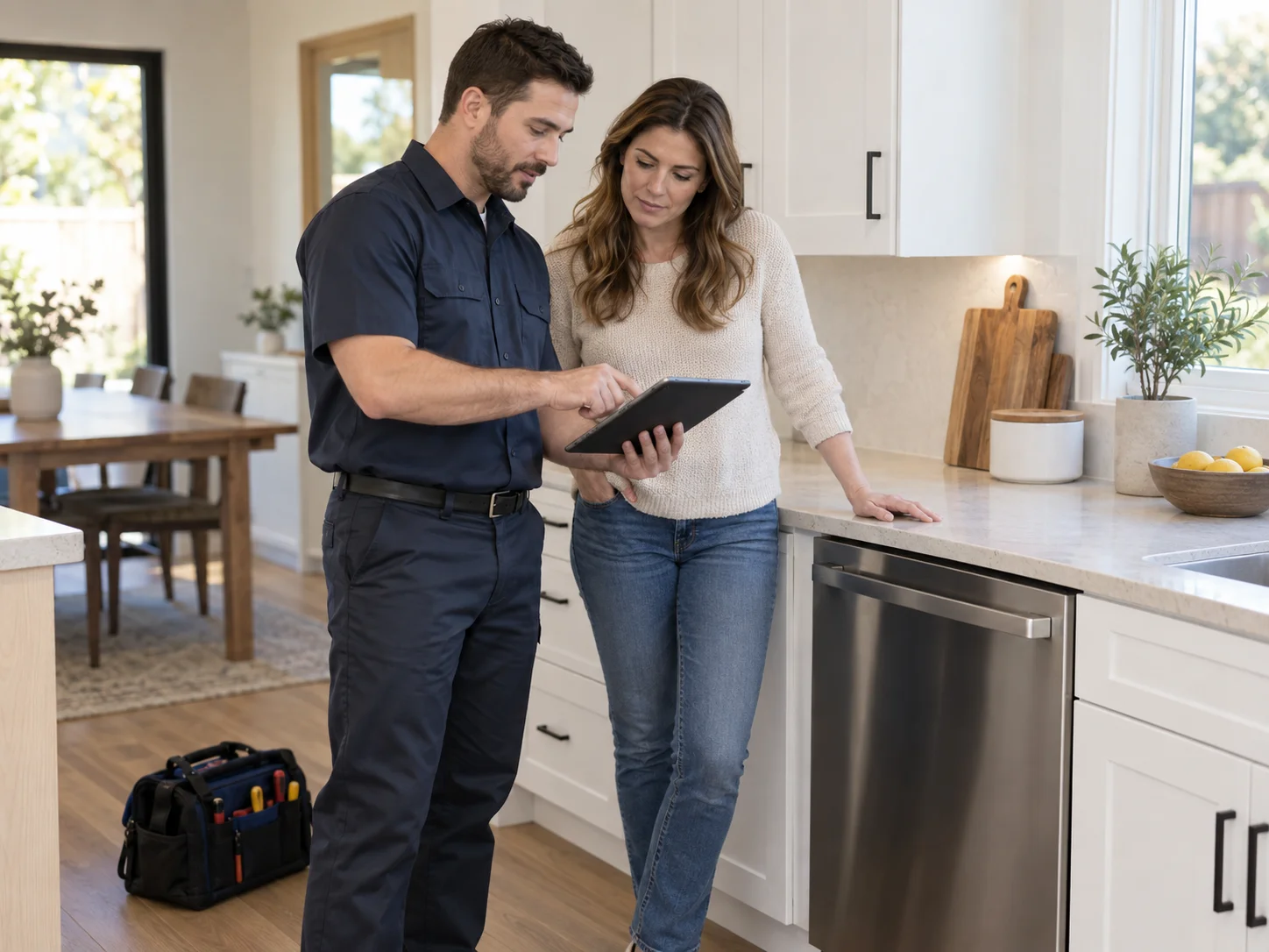 Illustration of an appliance repair consultation